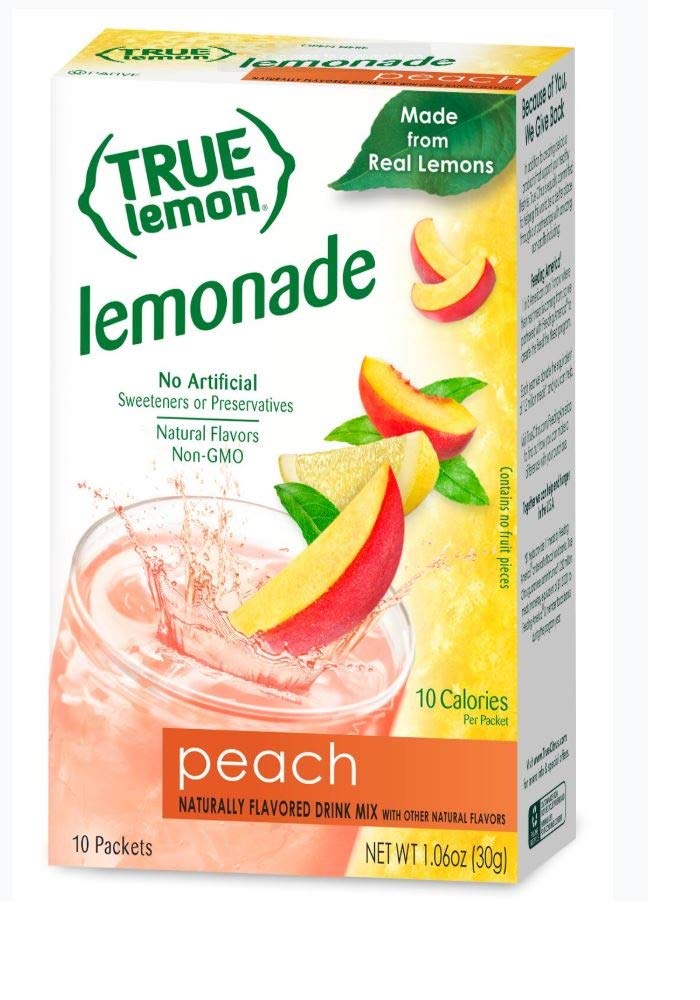 True Lemon Peach Lemonade Water Enhancer Drink Mix (10 Packets), Low Calorie Drink Mix Packets for Water, Powdered Drink Mixes &