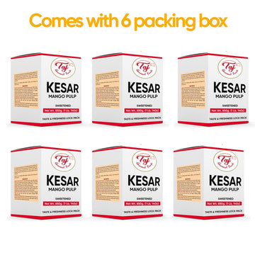 Taj Kesar Mango Pulp Puree 6-Pack | Great For Lassi Shake | 30-Ounce (850G)