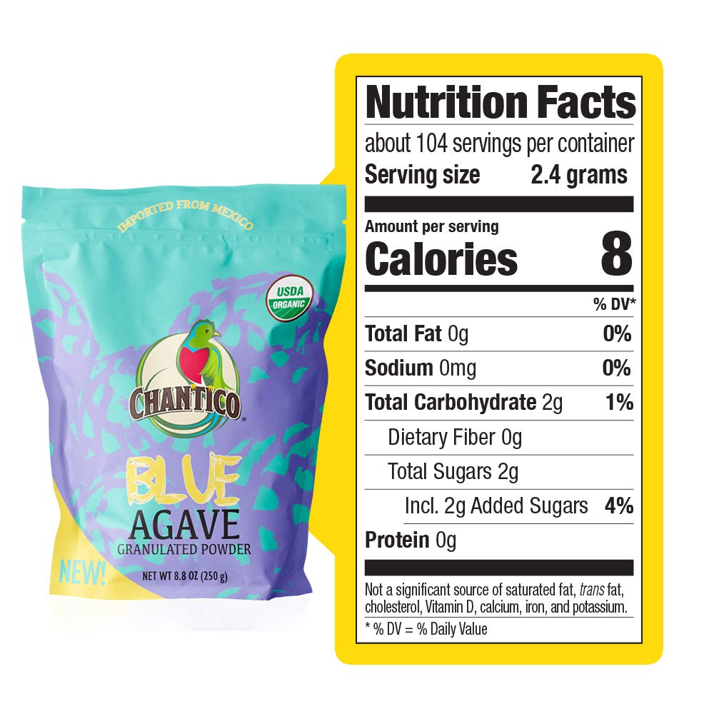 Chantico Agave Organic Sweet Granulated Agave Powder, Low Glycemic, 250g Bag
