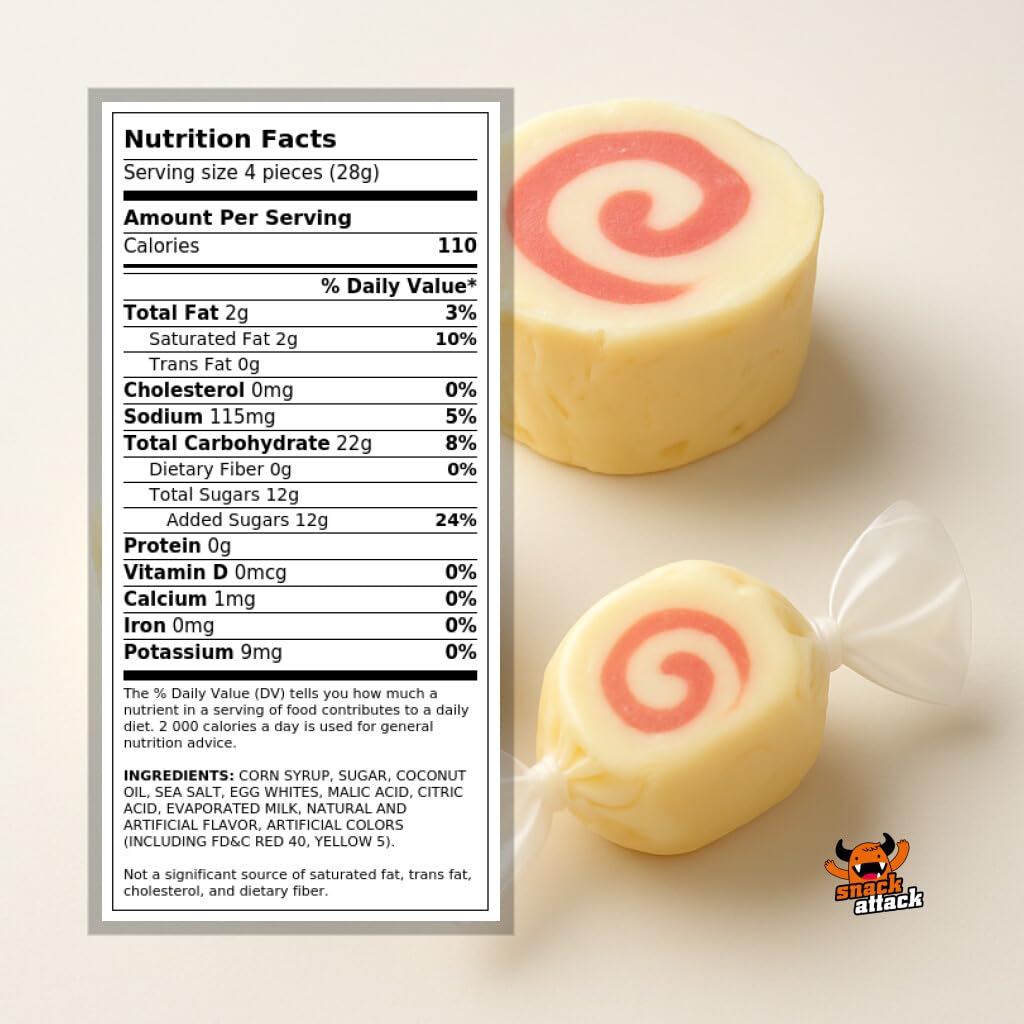 Strawberry Cheesecake Salt Water Taffy By Snack Attack, Individually Wrapped Bulk 1Lb Bag - Chewy Saltwater Taffy Candy | Gluten