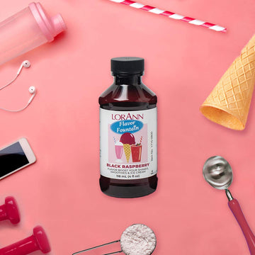 LorAnn Black Raspberry Flavor Fountain, 4 oz Bottle, Plastic, Model 651731, White