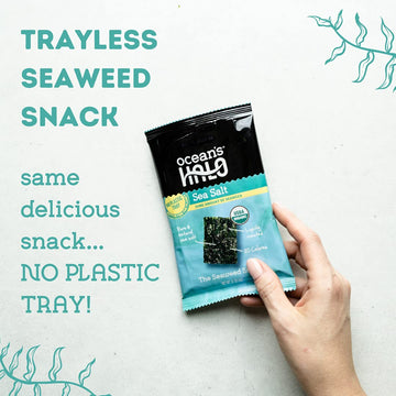 Oceans Halo Trayless Seaweed Snacks (Sea Salt) 1 case of 20 Units - No Plastic Tray