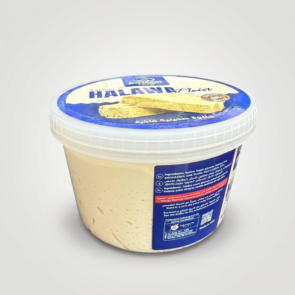 Kareem Chef Tahinia Halawa Plain 17.6 oz - Traditional Sesame Halva