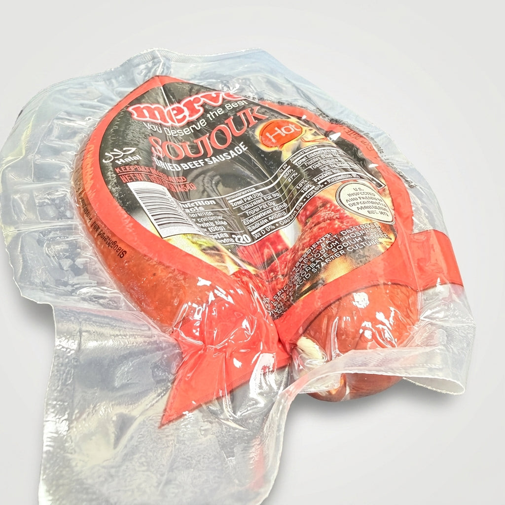Merve Soujouk Hot 220g - Premium Dried Beef Sausage