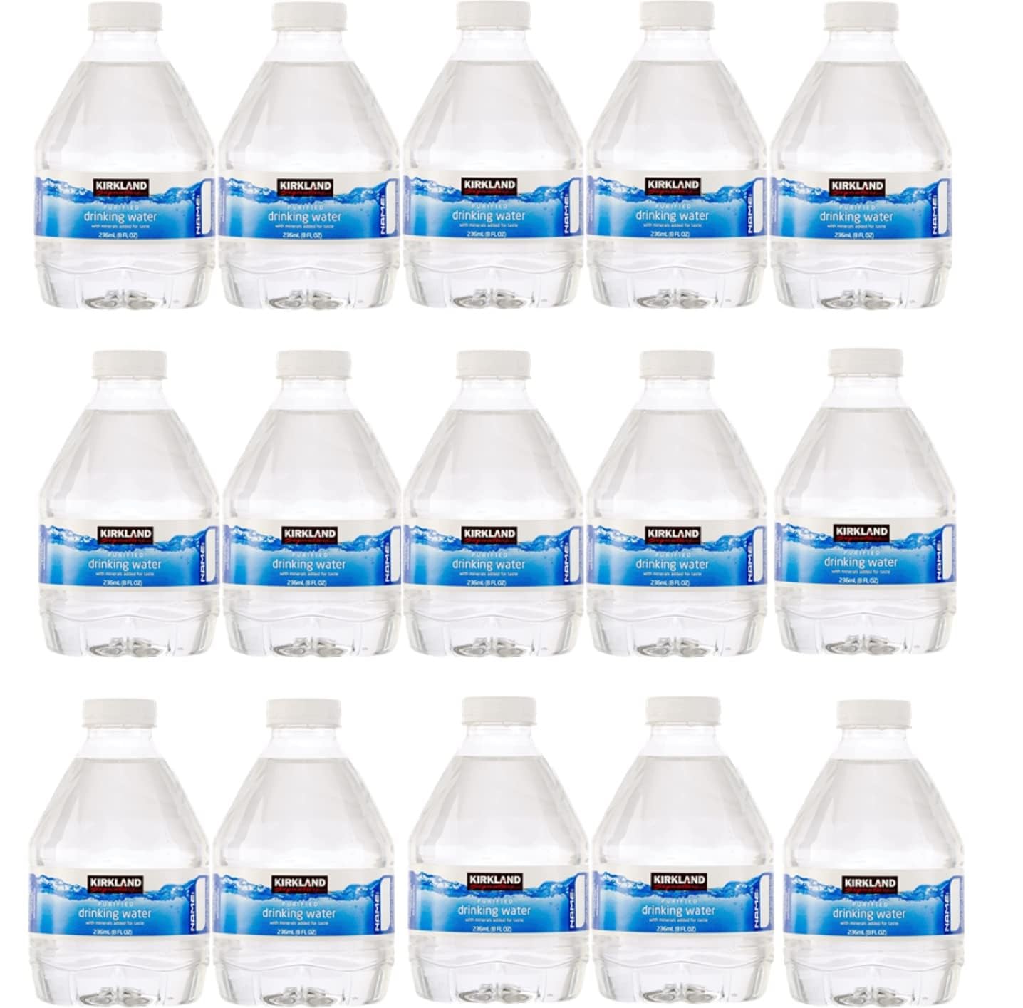 Kirkland Signature Purified Water Bottles, 8 Fl Oz, Pack of 15, Total 120 Fl Oz