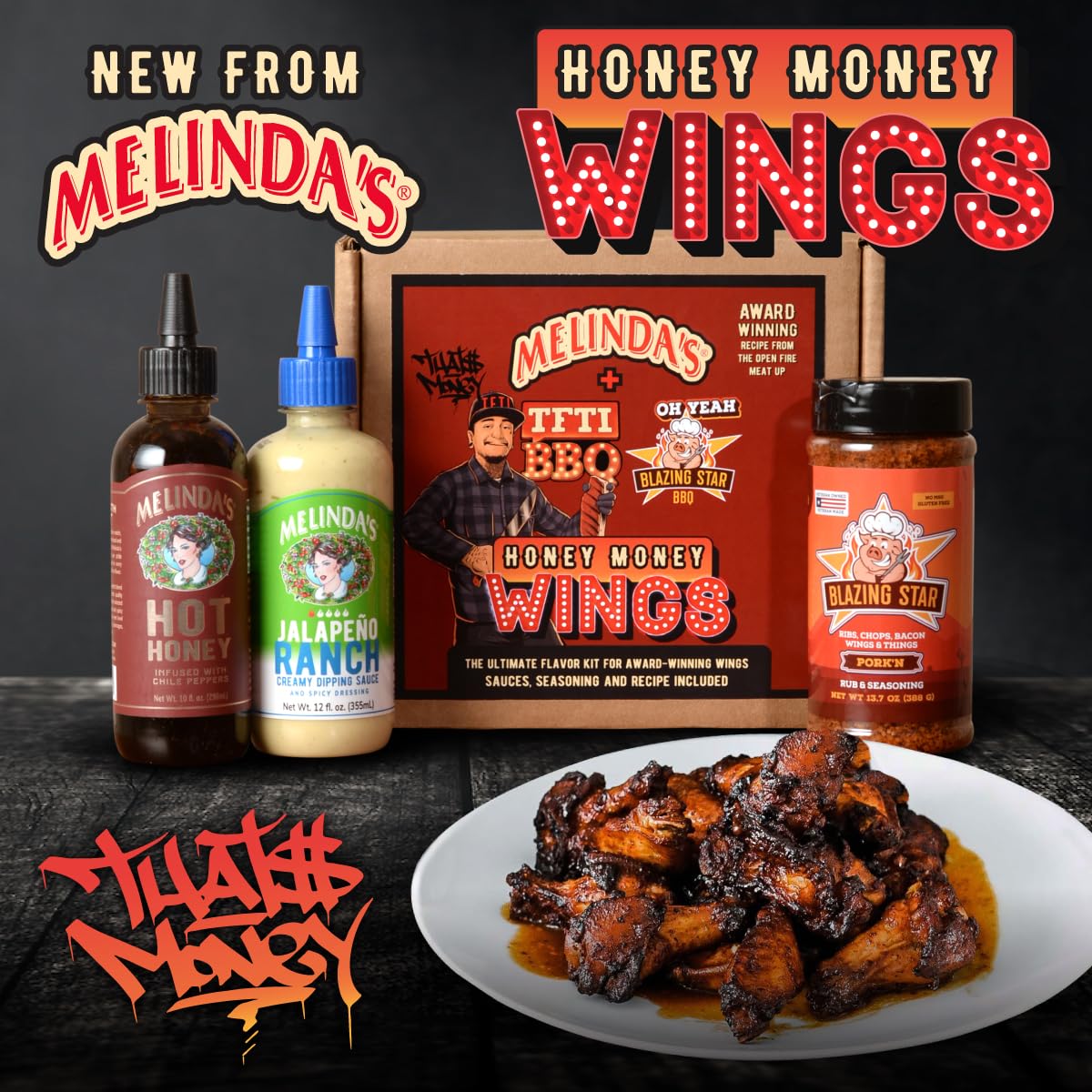 Melindas Honey Money Wings Recipe Kit - 3 Pack + Recipe - 2024 Open Fire Meat Up Award Winning Kit From Tony ''Tone'' Ramirez In