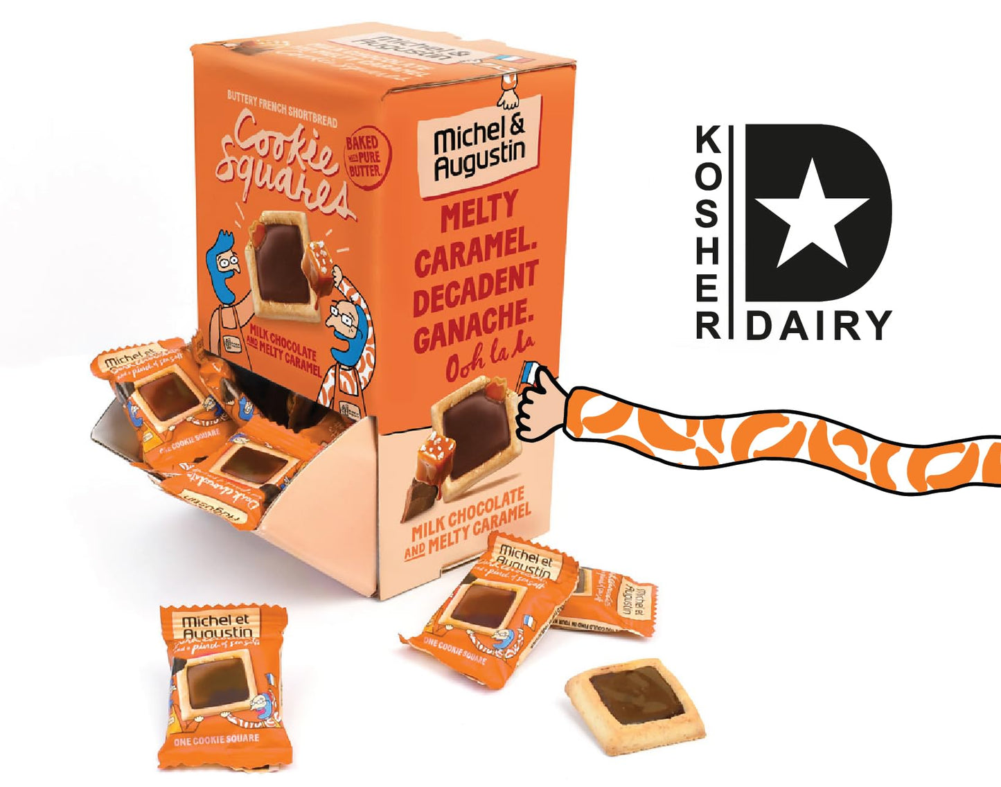 Michel et Augustin Cookies, Individually Wrapped Snacks, Changemaker Gift Box, Milk Chocolate & Caramel Shortbread, Bulk Snacks,