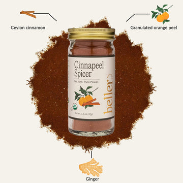 Beller Nutrition Cinnapeel Spicer Organic Ceylon Cinnamon Powder Blend with Ginger & Orange Peel 2 oz