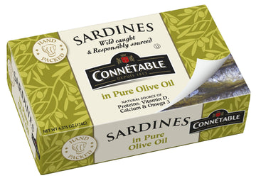 Sardines | Connetable | Sardines in Pure Olive Oil | 4.375 Ounce | Pack of 12