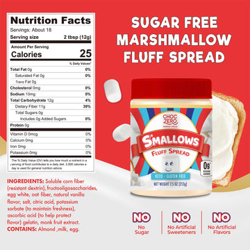 ChocZero Marshmallow Spread, Gluten Free, Sugar Free Dessert Creme Dip, Fat Free, High in Fiber, 7.5 Ounce (Pack of 1)