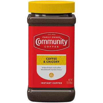 Community Coffee Instant Coffee and Chicory, Medium Dark Roast, 7 Ounce Jar (Pack of 4)