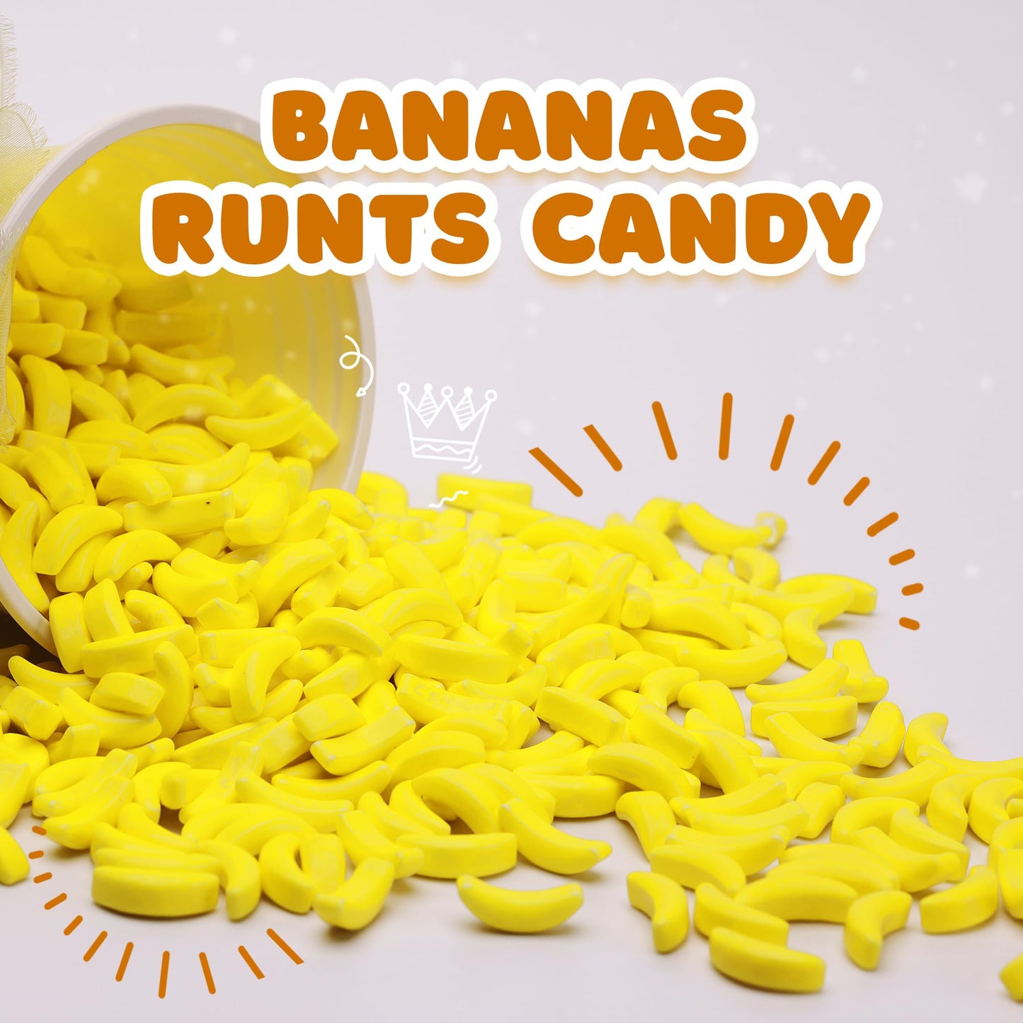 Bananas Runts Candy - 1200 Psc 1.7 Lb Hard Candy Bulk Gumball Machine Refills - Banana Candy For Cake Decorations Goody Bags Par