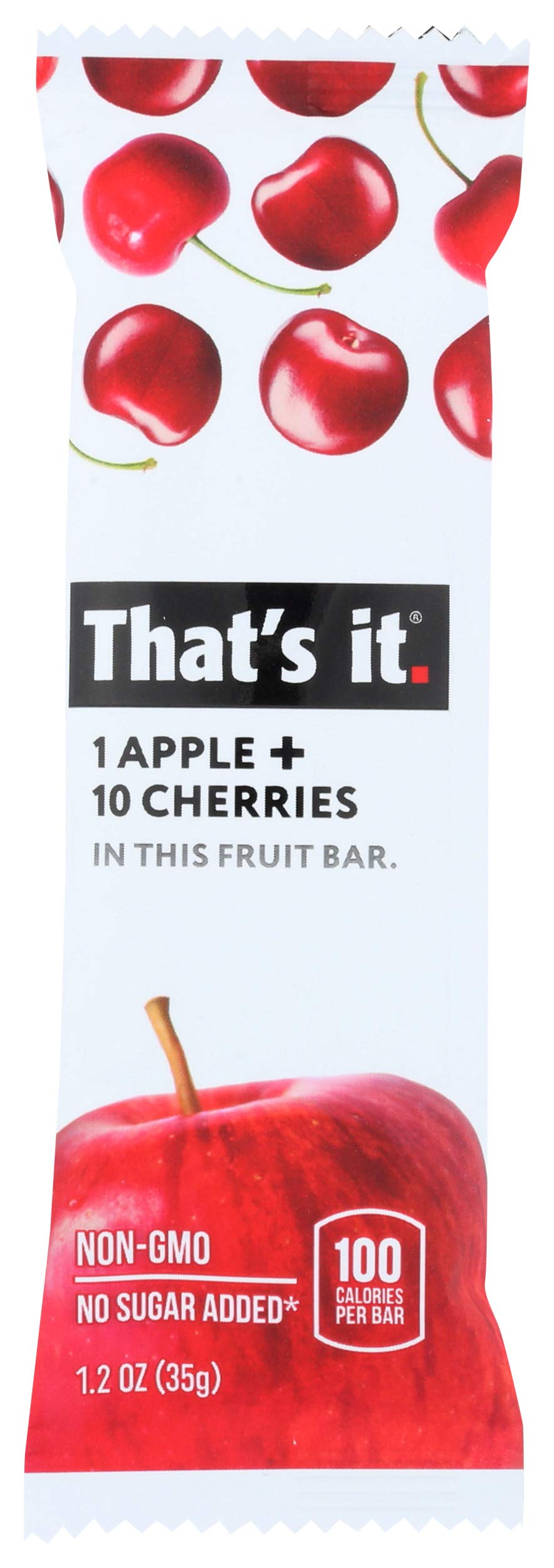 Thats It Apple + Cherries Fruit Bar, No Sugar Added, Non GMO, 1.2 Ounce (Pack Of 12)