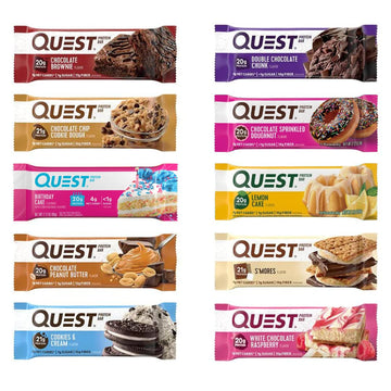 Quest Nutrition Protein Bars, Assorted 10 Flavor Variety Pack - High Protein, Low Carb, Gluten Free, Keto Friendly - 2.12 Oz Bar