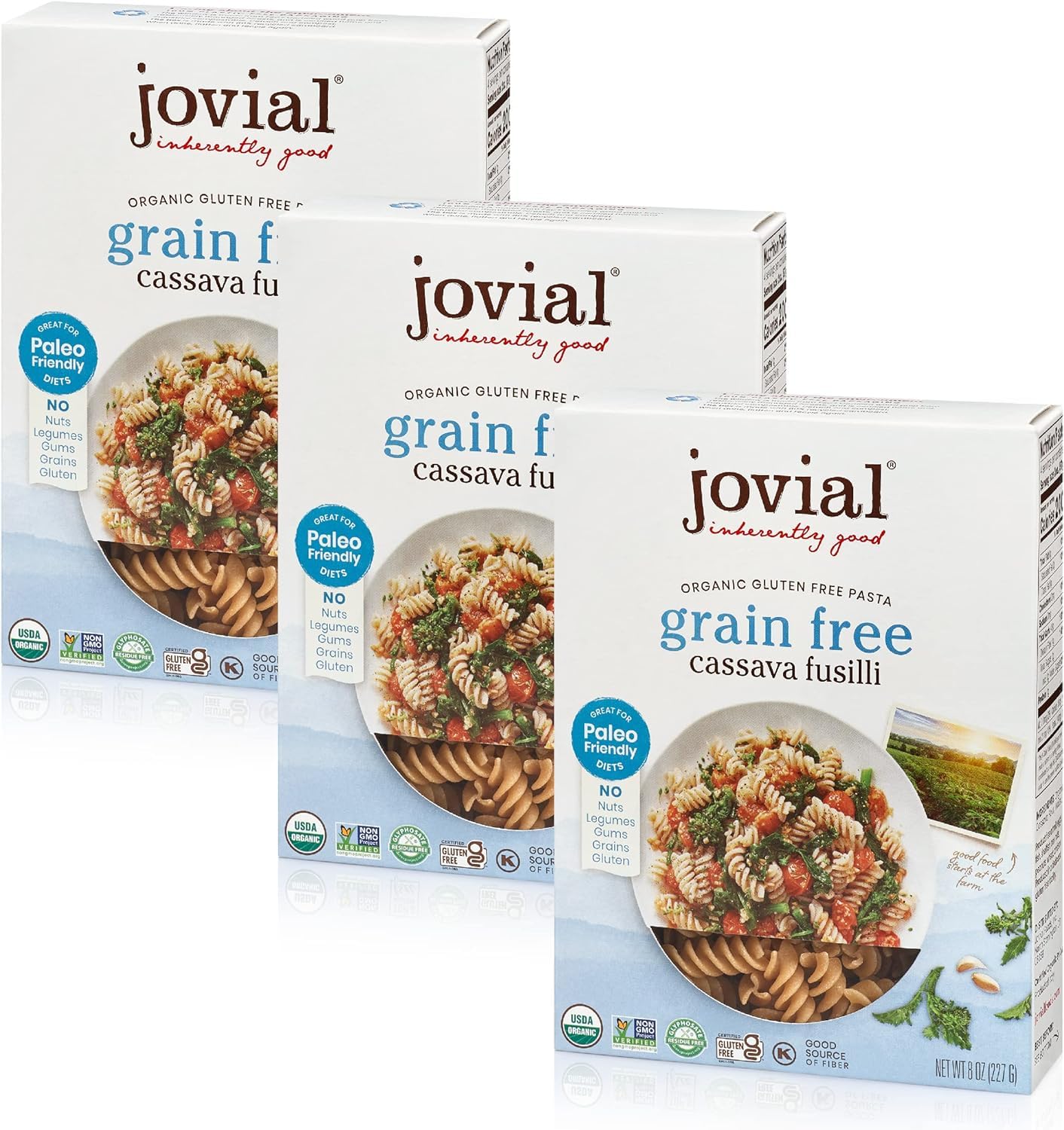 Jovial Grain-Free Cassava Fusilli - Cassava Fusilli Pasta Paleo Friendly Pasta Grain-Free Certified Gluten-Free Usda Certified Organic Non-Gmo High-Fiber - 8 Oz (Pack Of 6)