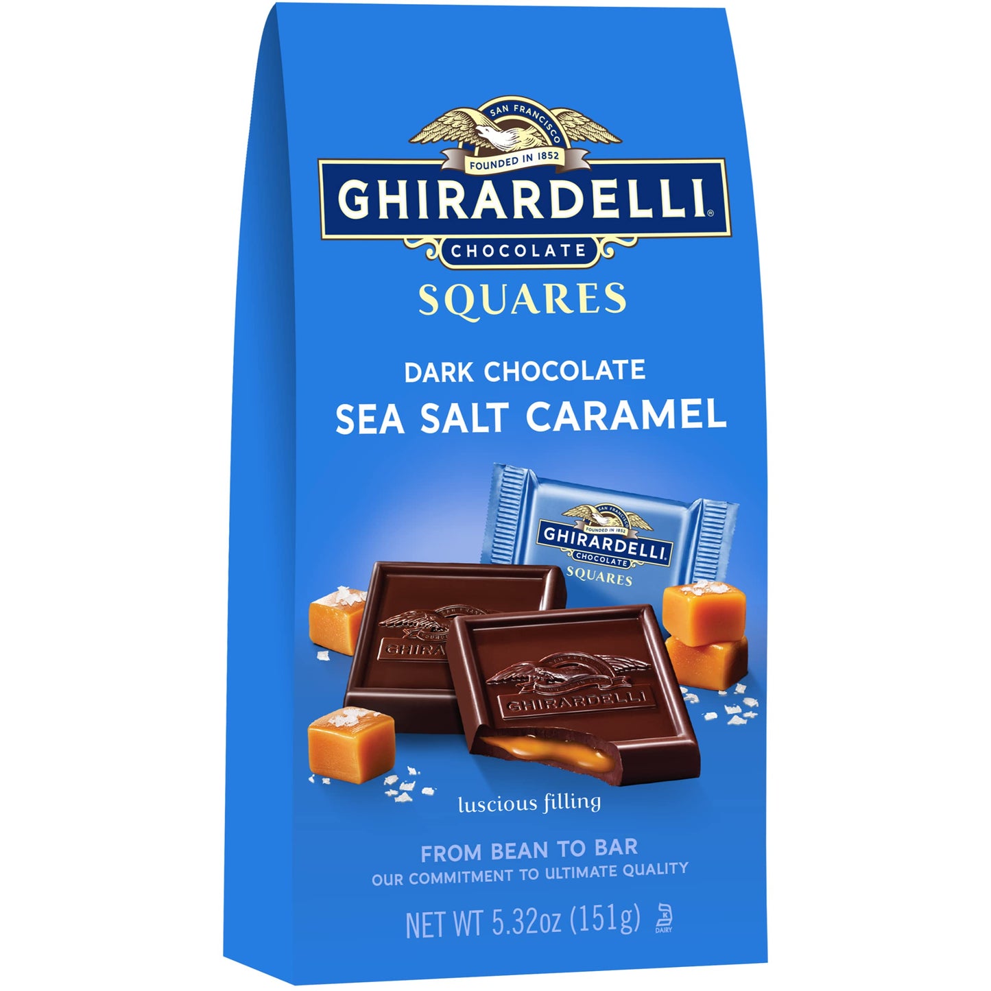 Ghirardelli Dark and Caramel Sea Salt, Chocolate Squares, 5.32 Ounce (Pack of 1)