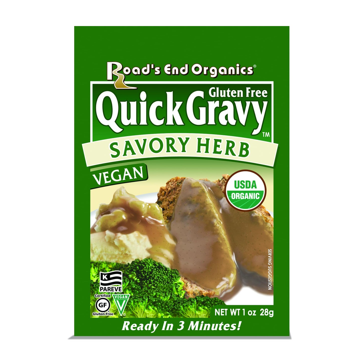 Roads End Organics Savory Herb Organic Gravy Mix - Vegetarian Gravy Mix Packets, Vegetarian Gravy Powder, Vegan Gravy Packets - 1 Oz (Pack Of 12)