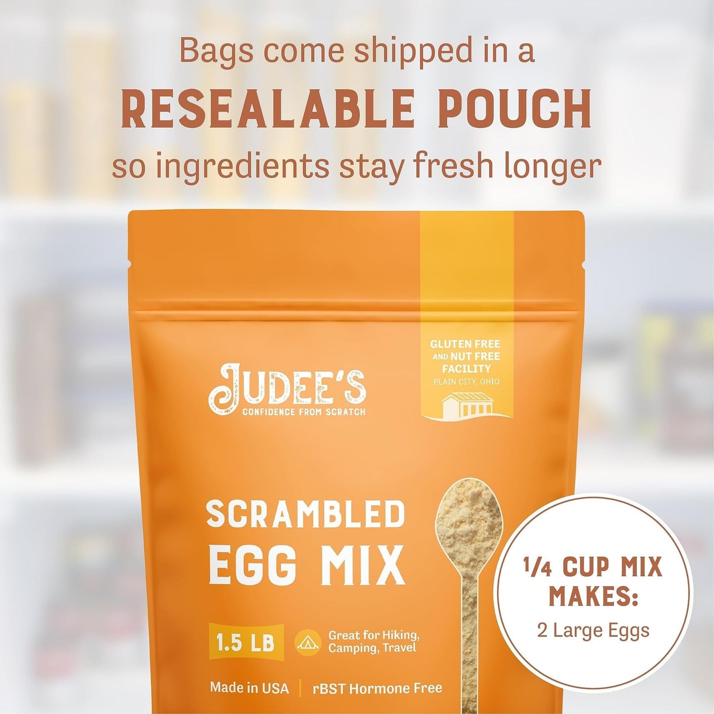 Judee'S Gluten Free Scrambled Egg Mix, 1.5Lb, Baking Supplies, Non-Gmo And Nut-Free Camping Food Essentials, Backpacking Eggs Id