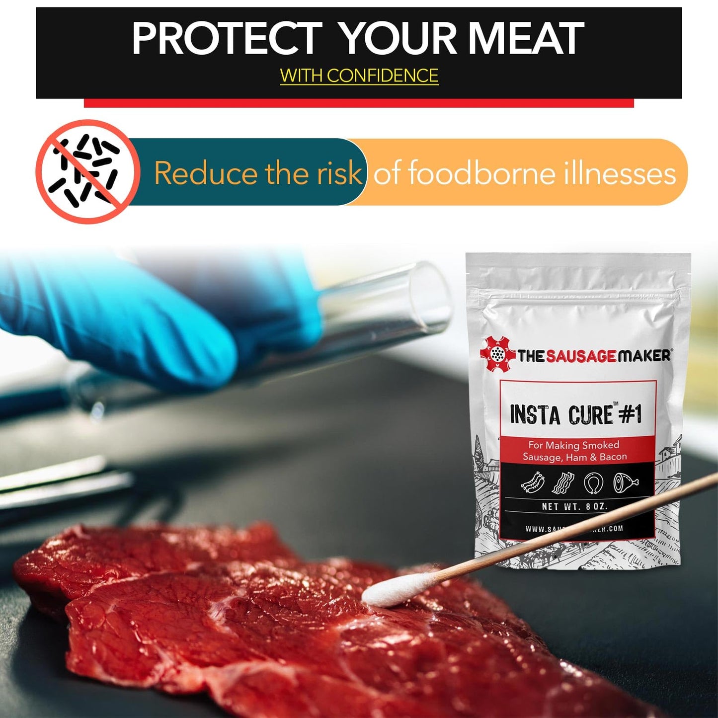 Insta Cure #1, 1 Lb Pink Curing Salt, Prague Powder, Quick Cure For Meat, Sausage, Ham, Bacon, Made In Usa - The Sausage Maker®