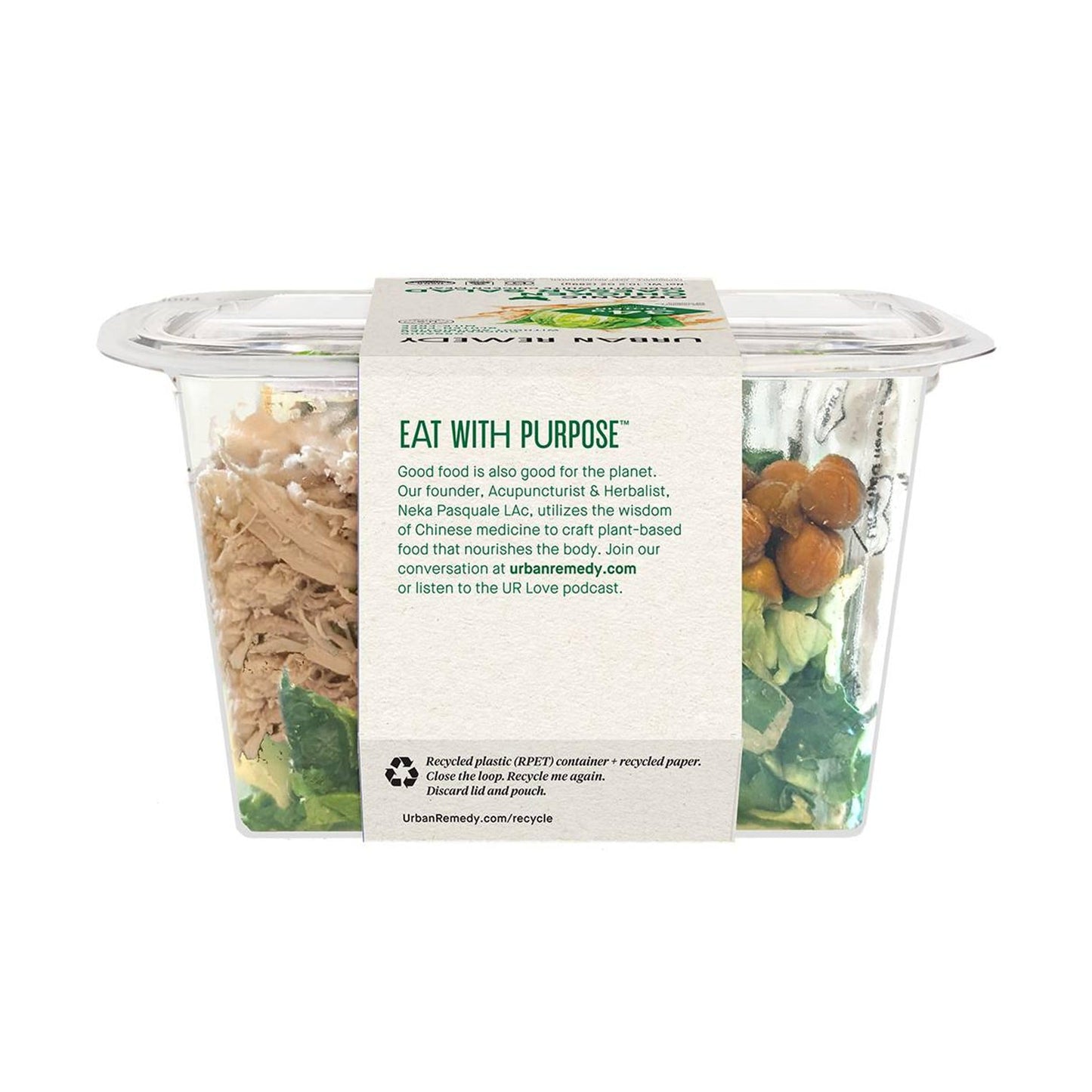 Urban Remedy Organic Chicken Caesar Salad, 6.5 oz, High-Protein Ready-to-Eat Meal with Organic Lettuce, Kale, Chicken, Caesar Dr