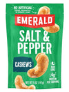 Emerald Nuts Salt And Pepper Seasoned Cashews (1-Pack), 5Oz Resealable Bag, Kosher Certified, Non-Gmo, Contains No Artificial Preservatives, Flavors Or Synthetic Colors
