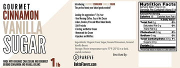 Bakto Flavors Gourmet Cinnamon Vanilla Sugar - 1 Lb Jar
