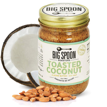 Big Spoon Roasters Toasted Coconut Almond Butter w/ Sea Salt - Keto Friendly, Low Sugar Almond Butter - Crunchy Almond Butter w/