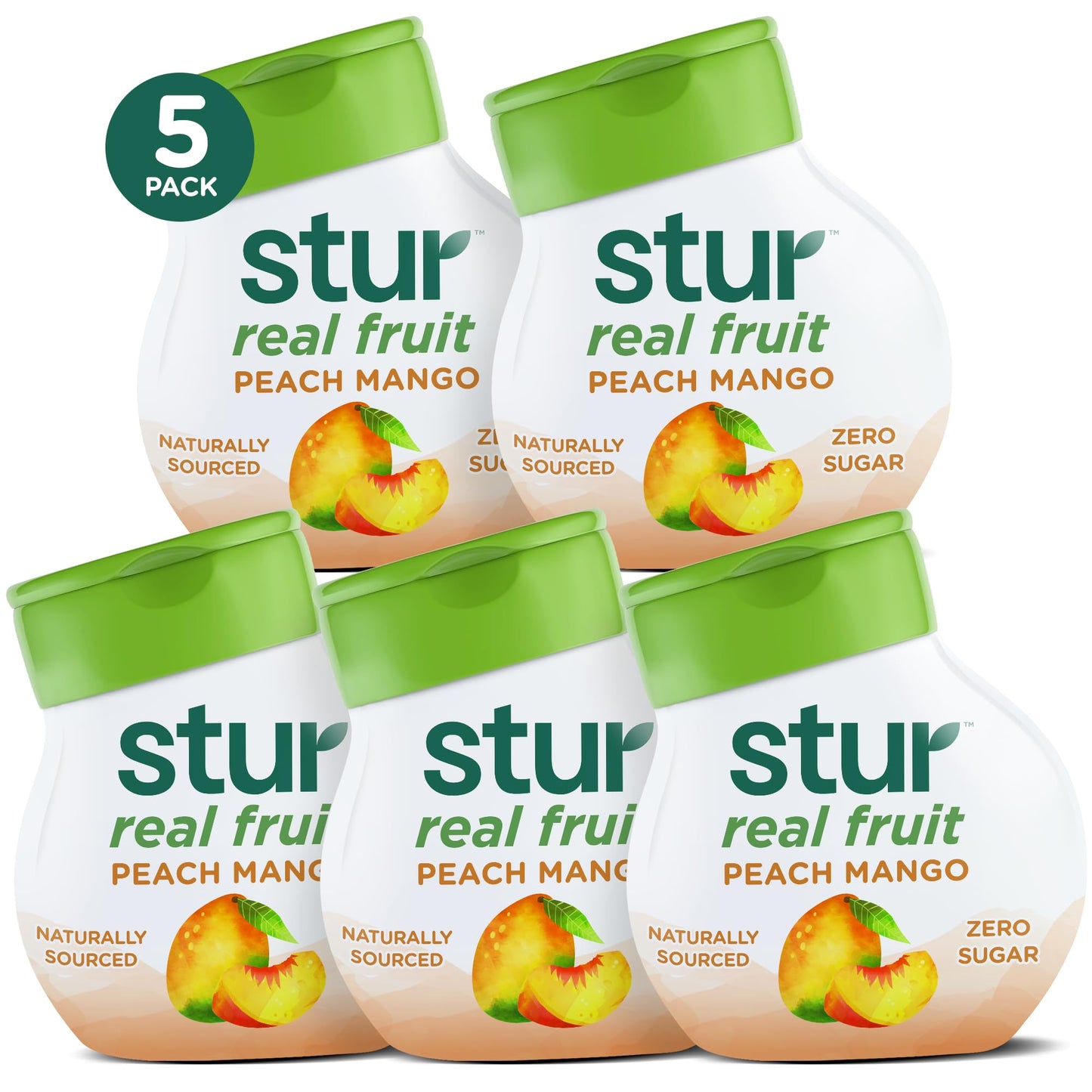 Stur Liquid Water Enhancer, Peach Mango, Sugar Free, Keto, Vegan, 1.62 Fl Oz (Pack of 5)
