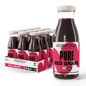 Pomona Organic Juices Pure Grape Juice, 8.4 Ounce Bottle (Pack of 12), Cold Pressed Organic Juice, Non-GMO, No Sugar Added, Not