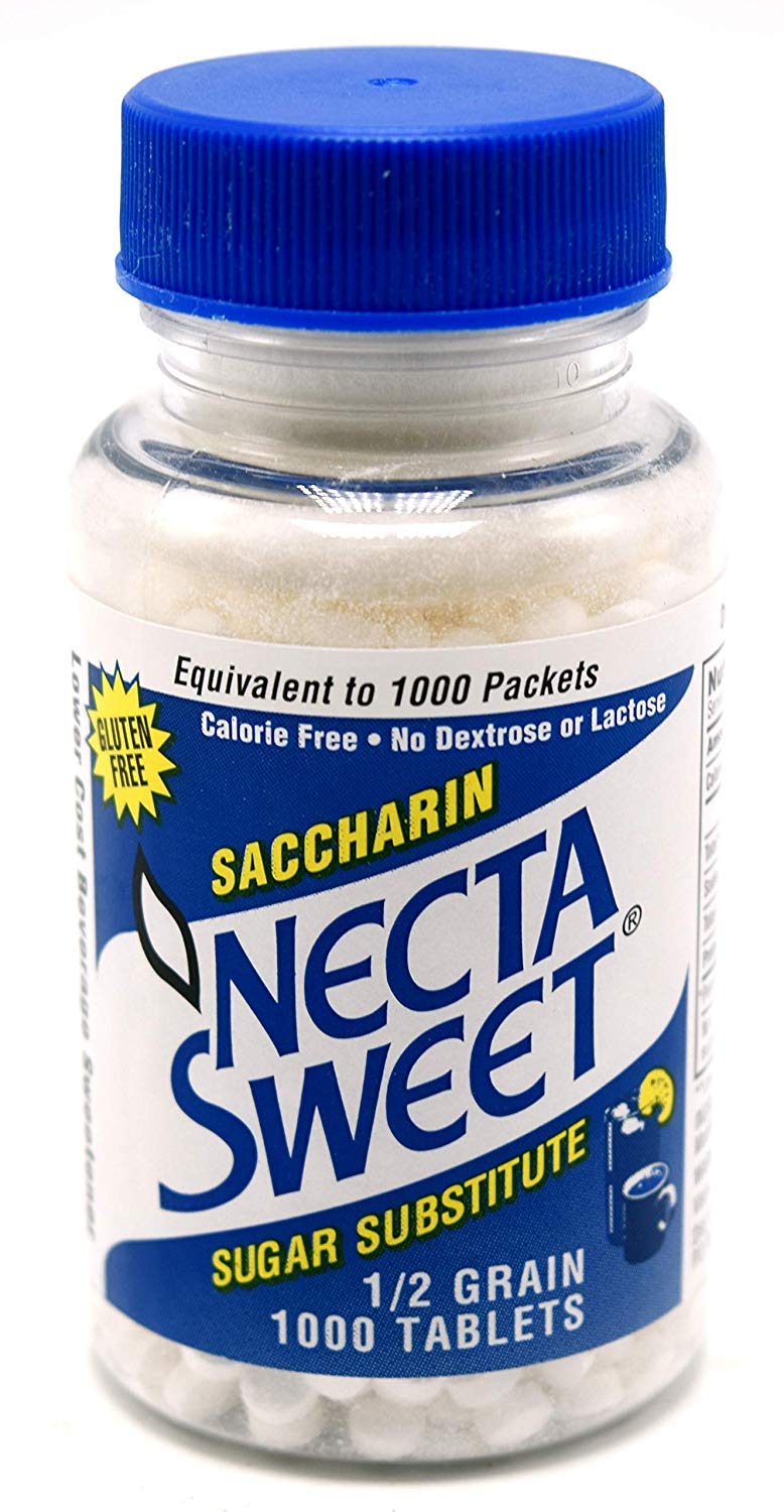 Necta Sweet Saccharin compact pieces, 1/2 Grain, 1000 Tablet Bottle (Pack of 2)