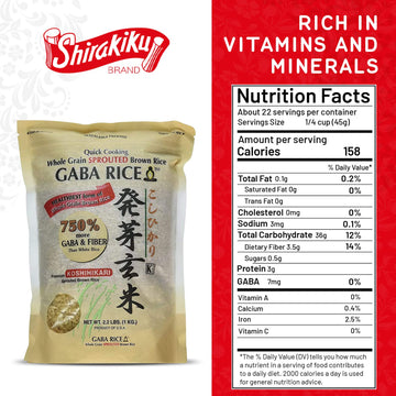Koshihikari Premium Sprouted Brown Gaba Rice, 2.2 Pound (Pack of 4)