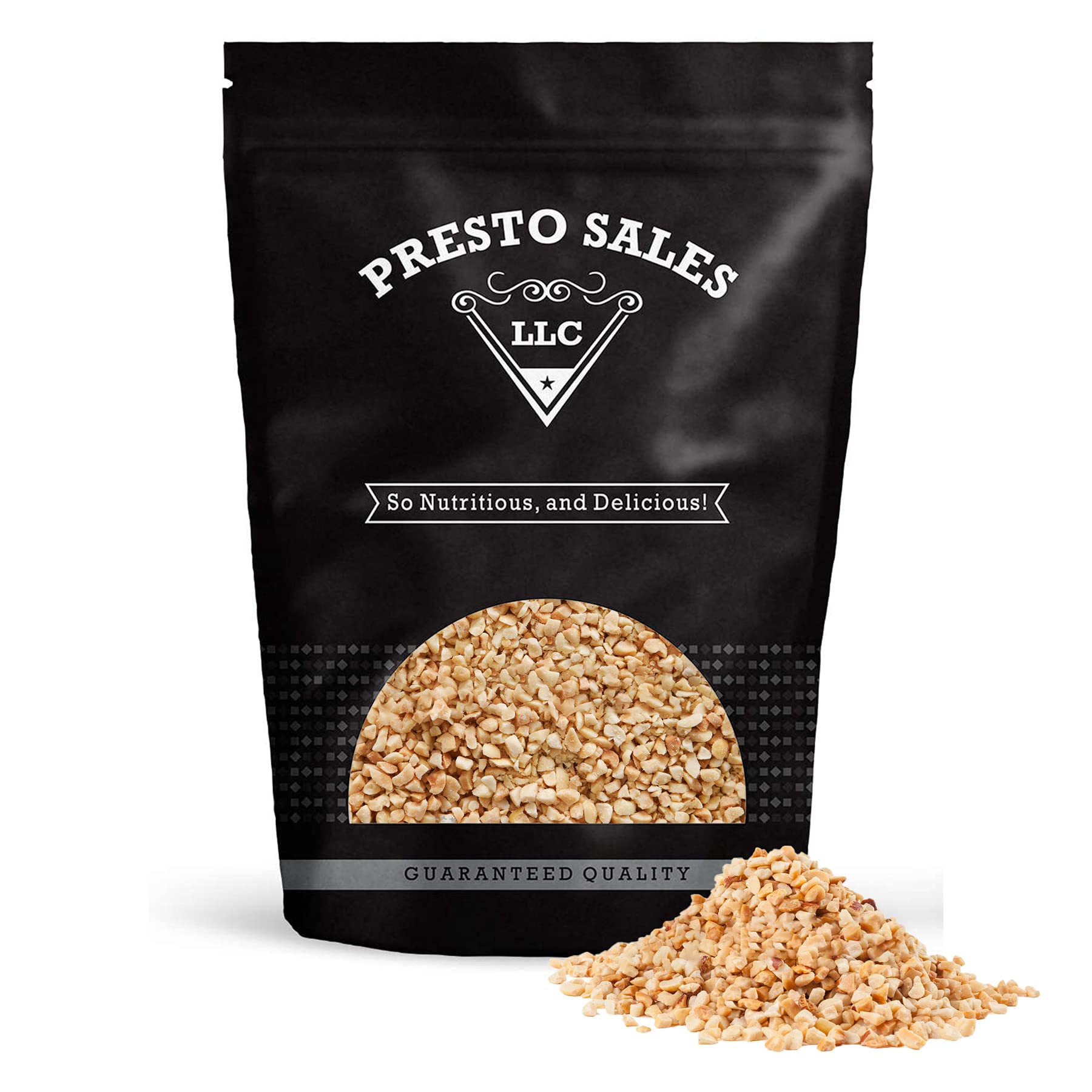 Peanuts, Chopped Dry Roasted No Salt, Usa, Healthy Snack, Dietetic, Sugar-Free, Oil-Free, Protein, Divine Taste, Savory, Packed In A 5 Lbs. (80 Oz.) Resealable Pouch Bag By Presto Sales Llc