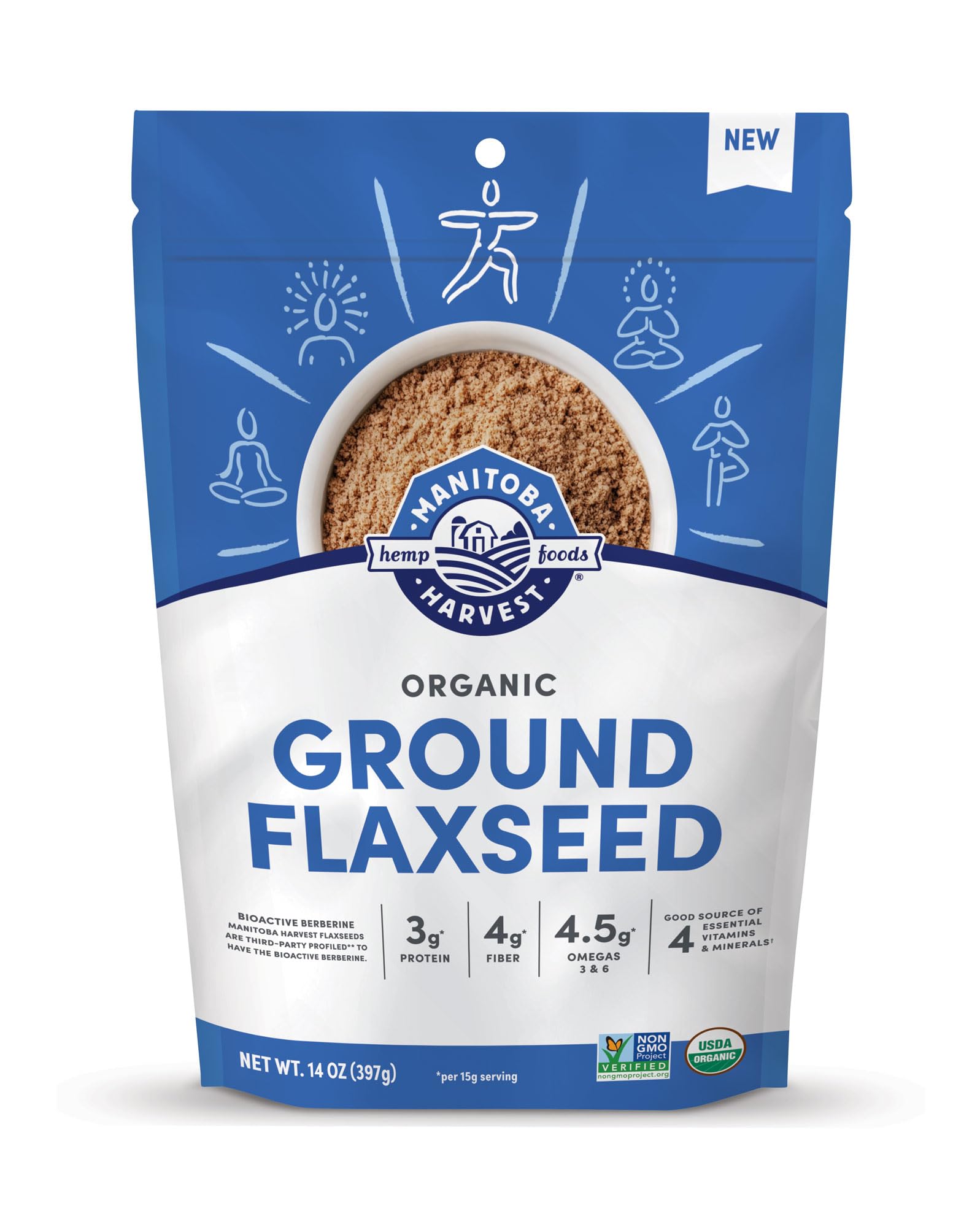 Manitoba Harvest Organic Ground Flaxseed, 3g Plant Based Protein and 4.5g Omegas 3 & 6 per 15g Serving - Perfect for Smoothies,