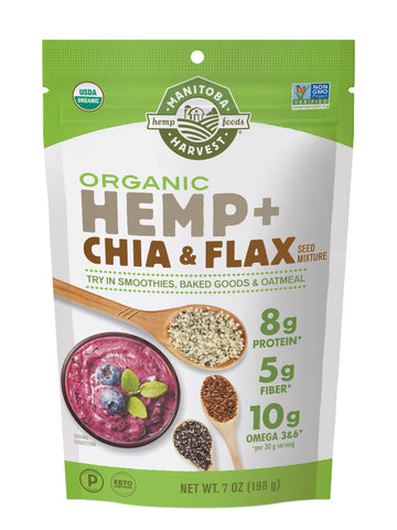 Manitoba Harvest Organic Hemp And Chia And Flax, 7 Oz, 8G Plant Based Protein, 5G Of Fiber Per Serving, Vegan, Keto, Paleo, Omega 3 & 6, Superseed Blend For Smoothies, Baking