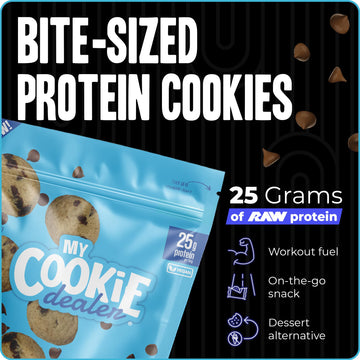 My Cookie Dealer Protein Cookies, Bite-Sized Crunchy Chocolate Chip Cookies (5Oz, Pack Of 6) - 25G Protein Per Bag - Individuall