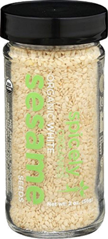 Spicely Organic Sesame Seeds White Whole 2.00 Ounce Jar Certified Gluten Free