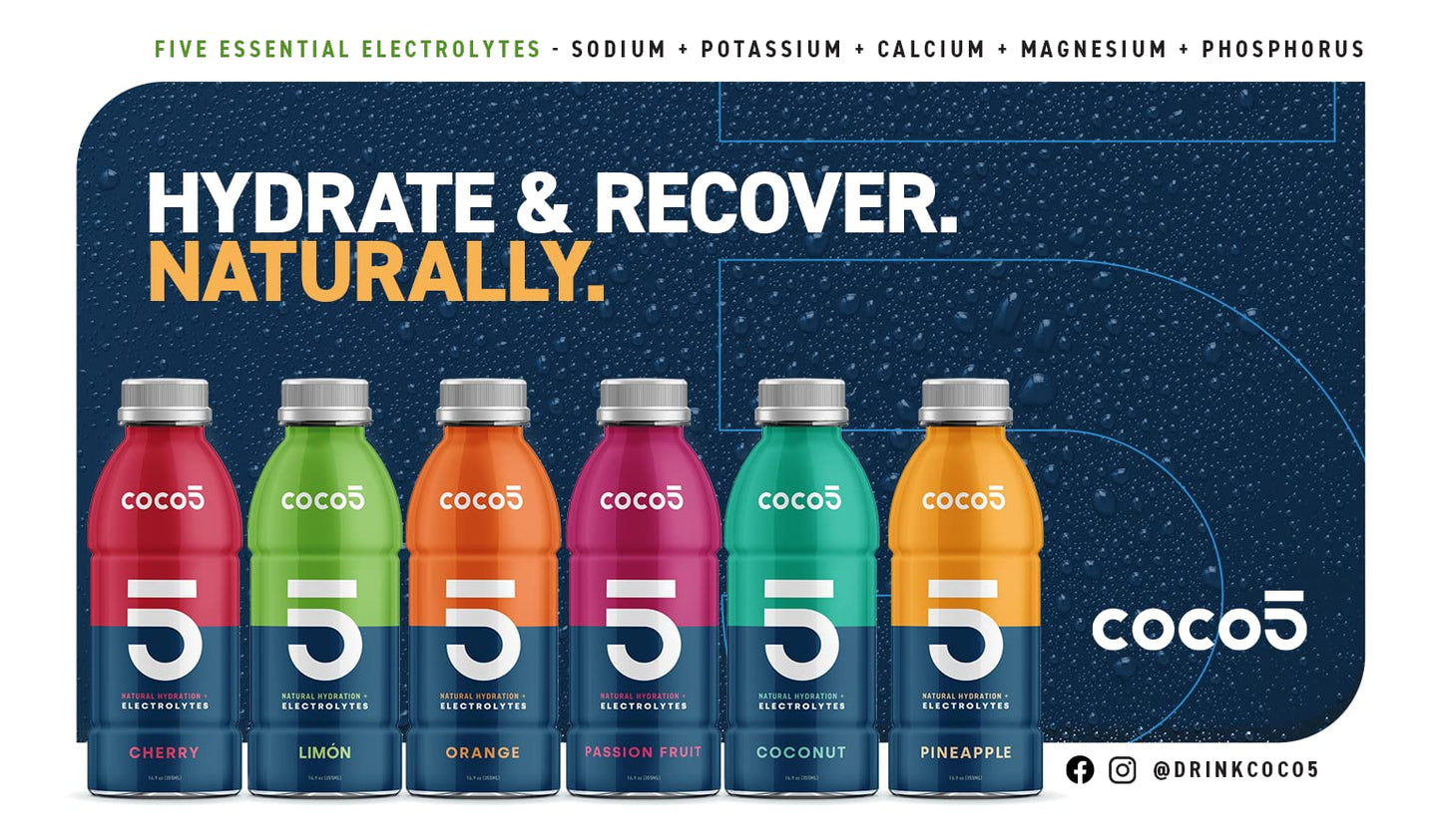 Coco5 Clean Sports Hydration Limon Flavor | 100% Natural | 50% Less Sugar | Nothing Artificial | Non-Gmo | Gluten Free | Develop