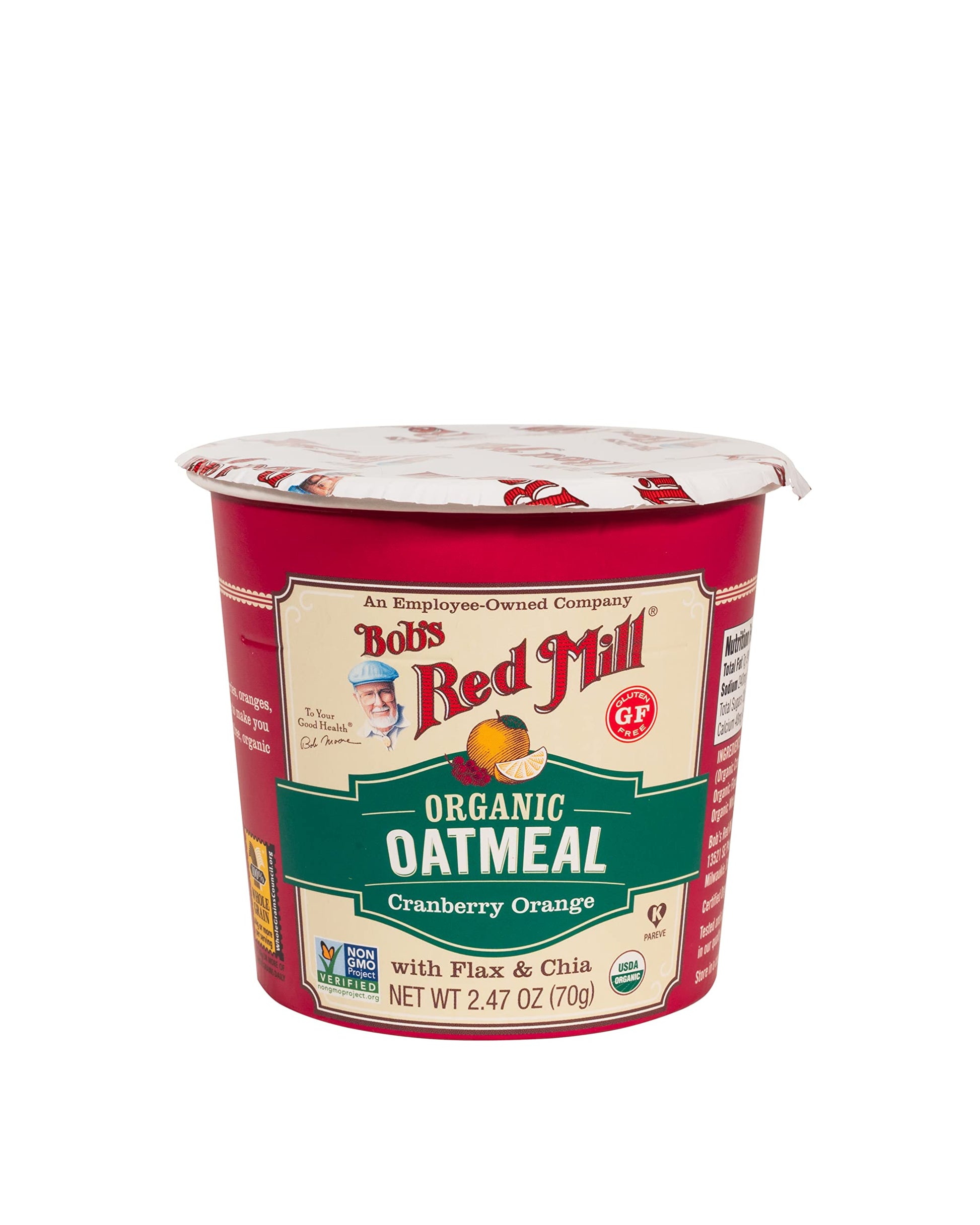 Bob'S Red Mill Organic Oat Cup, Cranberry Orange, 1 Cup (Pack Of 1) - Organic, Non Gmo, Whole Grain, Kosher