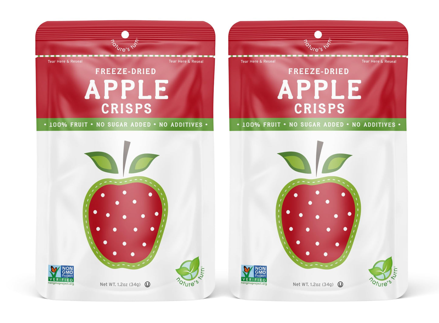 Natures Turn Freeze-Dried Fruit Snacks, Apple Crisps, Pack Of 2 (1.2 Oz Each)