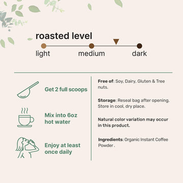 Organic Instant Coffee, 1Lb Powder | Premium Arabica Coffee Beans Source | Medium To Dark Roast | Natural Fresh Flavor | Smooth