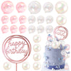 Colorful Ball Cake Topper Mini Balloon Cupcake Topper Diy Foam Ball Artificial Dried Flower Cake Insert Decoration For Wedding A