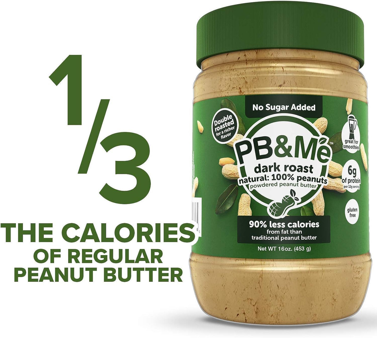 PB&Me Natural Powdered Peanut Butter - Gluten Free, High Protein, Less Calorie Peanut Butter for Smoothie And Protein Shake Add