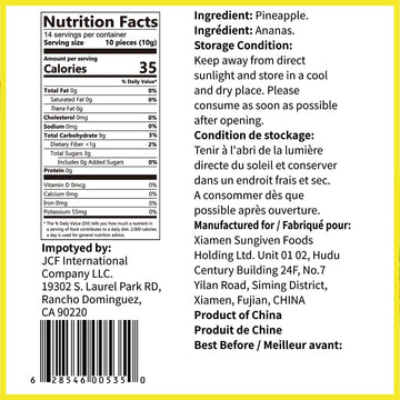 Onetang Freeze-Dried Fruit Pineapple Chips, 10 Pack Single-Serve Pack, Non Gmo, Kosher, No Add Sugar, Gluten Free, Vegan, Holiday Gifts, Healthy Snack 0.35 Ounce