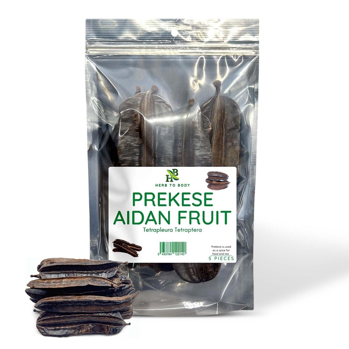 Herb To Body Prekese Aidan Fruit Organic - 5 Whole Pods, Tetrapleura Tetraptera, African Dried Herbs for Herbal Tea and Seasonin