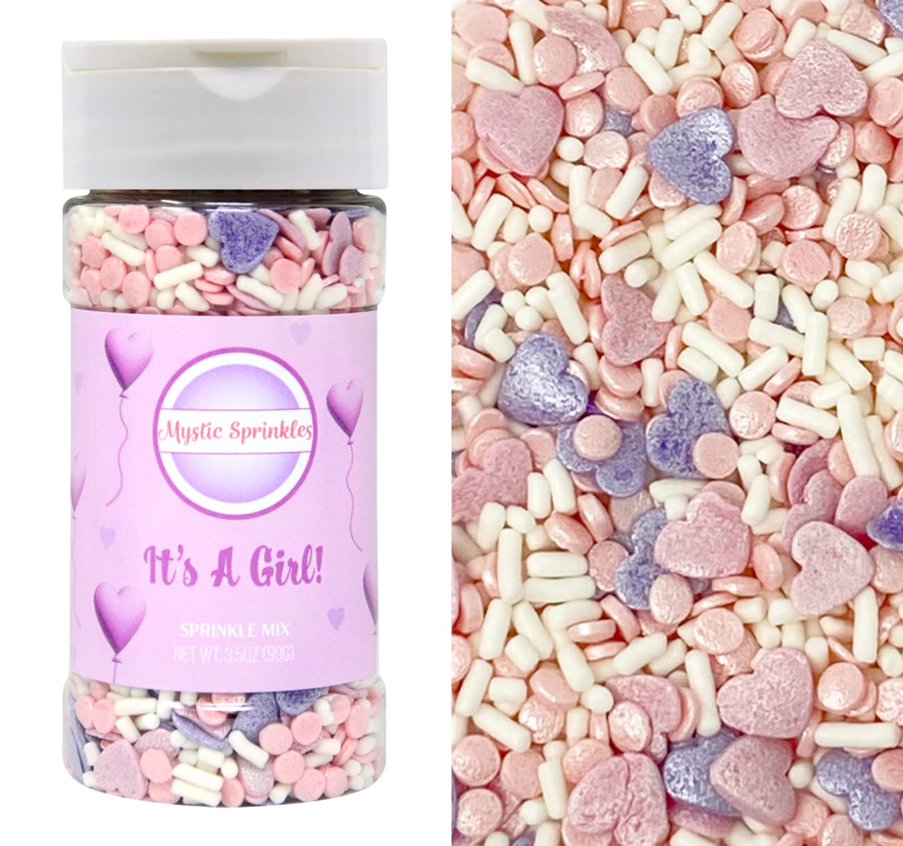 Mystic Sprinkles Baby Shower Sprinkle Mixes (Its A Girl Sprinkle Mix 3.5oz)
