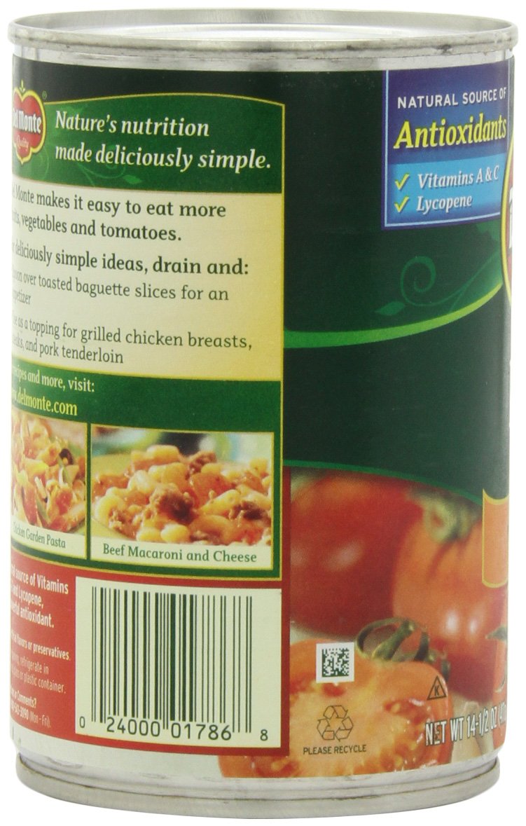 Del Monte Diced Tomatoes Basil, Garlic And Oregano, 14.5-Ounce (Pack Of 8)