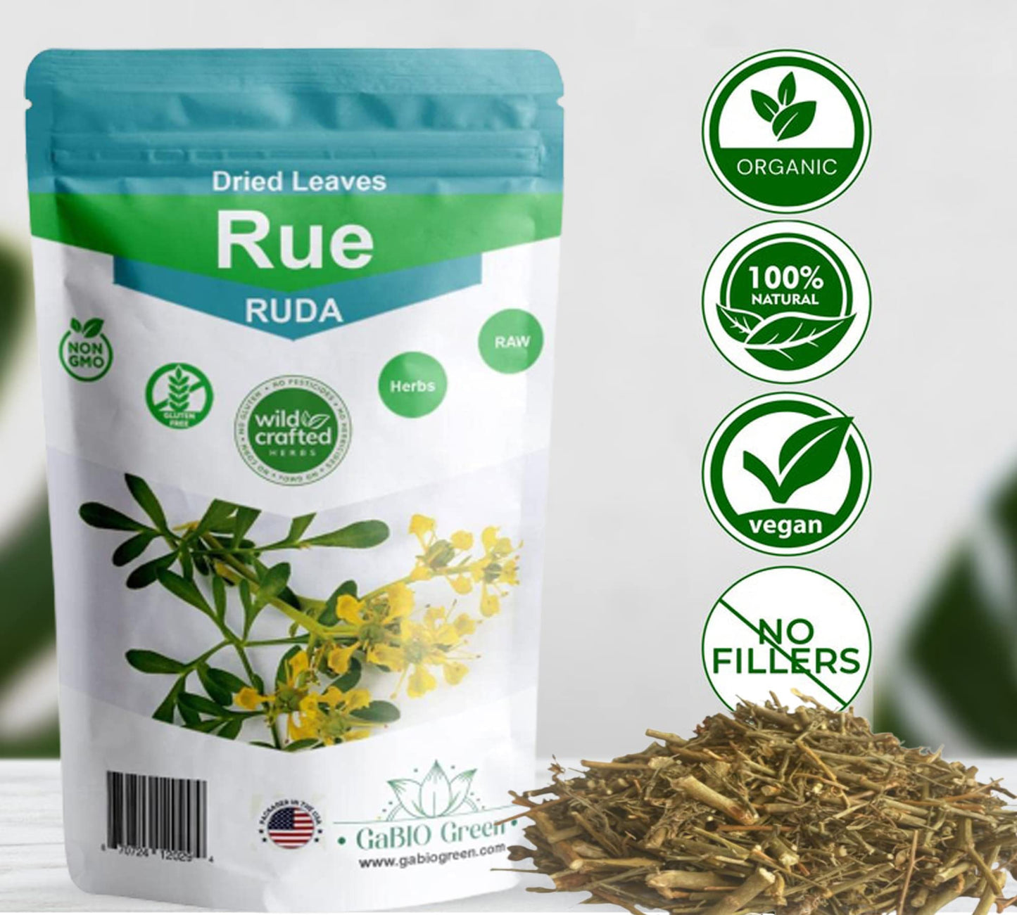 Rue Dried Herbs Peruvian Ruda 2.05 Oz (56 Gr) 20+ Cups Ruda Seca, Ruda Graveolens, Natural Dried Tea Herbs, Ruda Rue Herbal Tea,