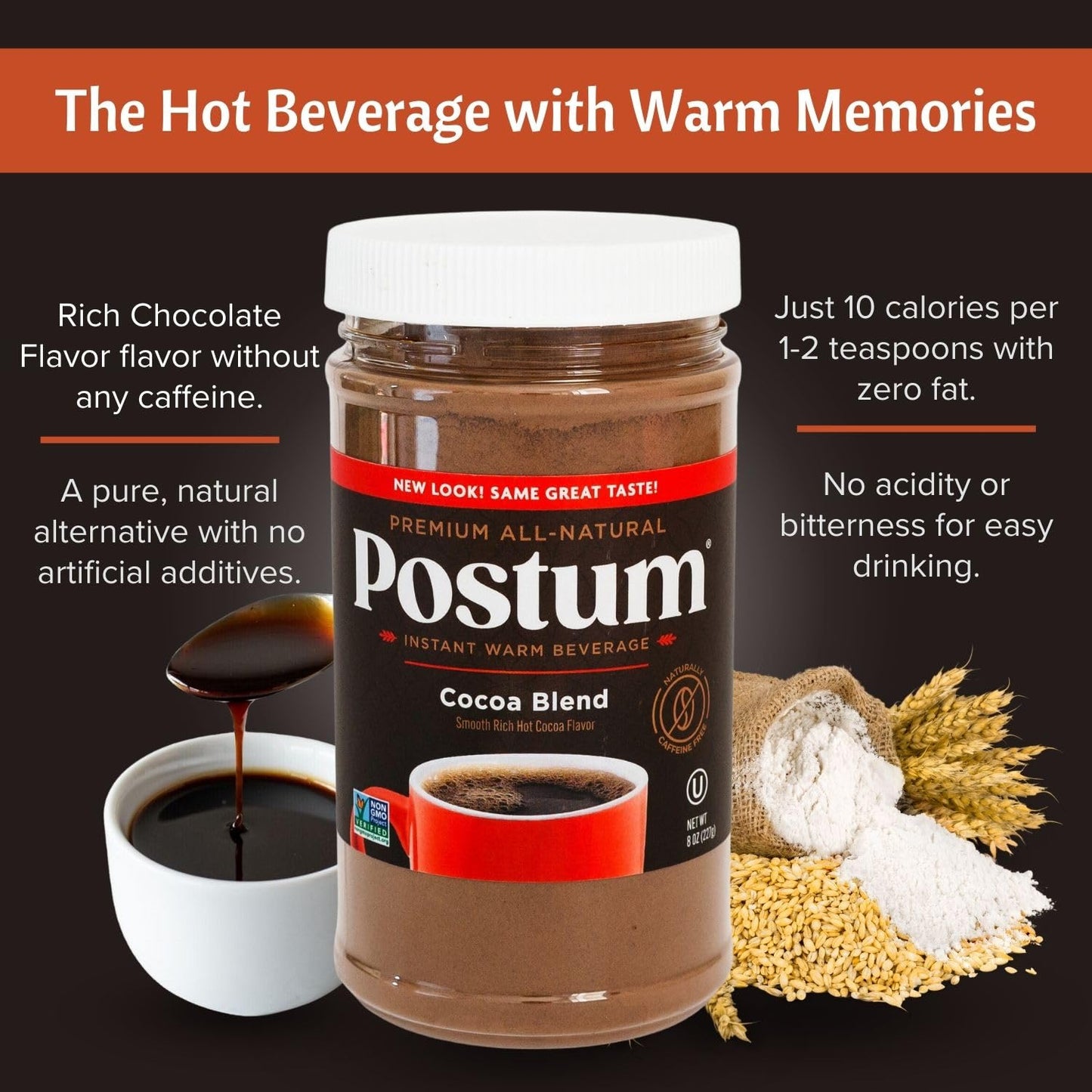 Postum Coffee Substitute, Caffeine Free, Natural & Vegan, 3 Pack (8 oz each)
