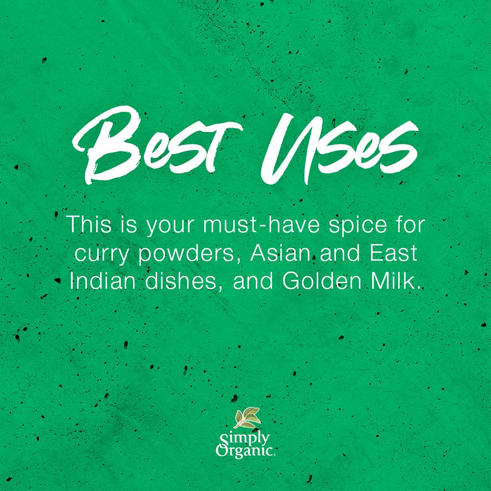 Simply Organic Ground Turmeric Root, 2.38 Oz - Premium Turmeric Spice for Cooking, Baking & Health Benefits