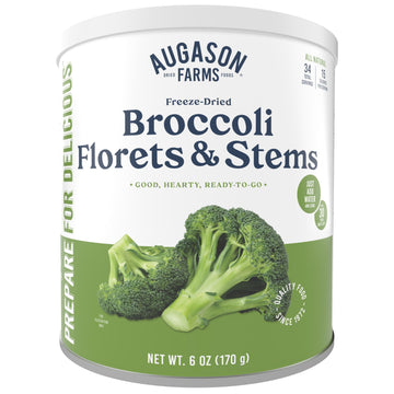 Augason Farms Freeze Dried Broccoli Florets & Stems 7 Oz No. 10 Can
